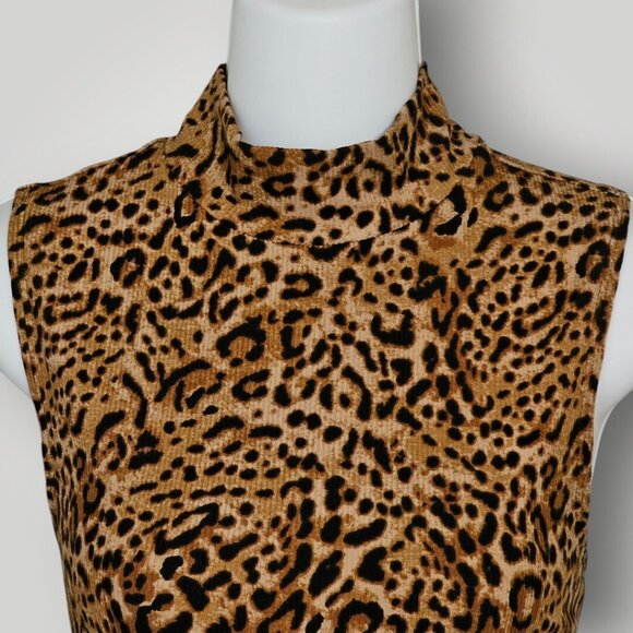 NWOT No Boundaries Juniors L Leopard Print Sleeveless Mock Neck Top Women's S/M - Picture 6 of 9